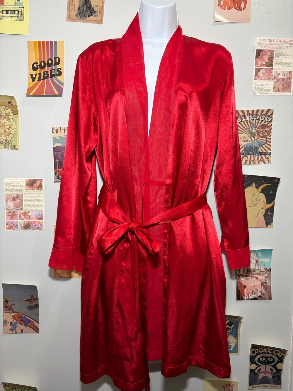 Morgan Taylor Red Satin Kimono Robe